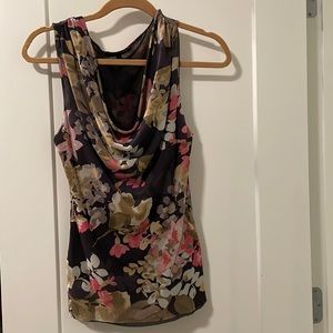 Alex Marie Fitted Floral Top Cowl Neck